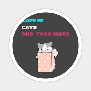 Coffee cats and yoga mats funny yoga and cat drawing Magnet